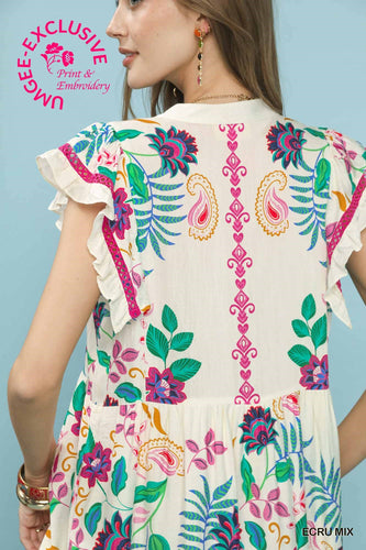 Umgee Floral Midi Dress