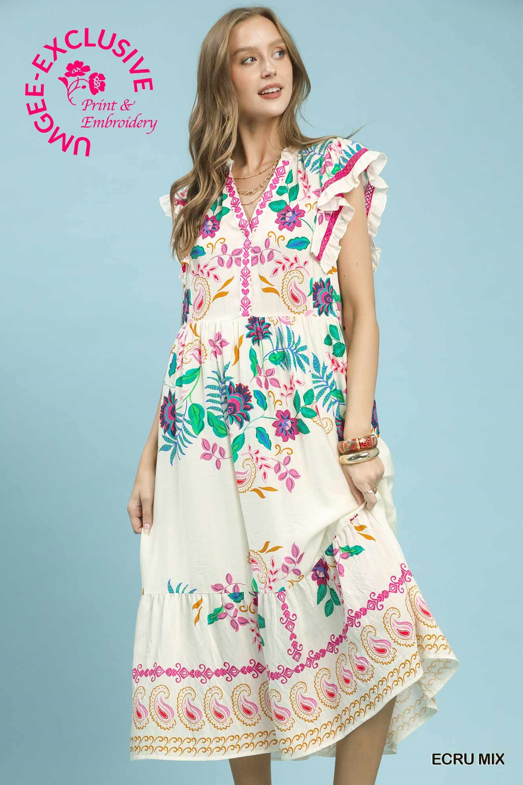 Umgee Floral Midi Dress