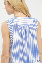 Umgee Chevron Stripe Sleeveless Midi Dress in Blue