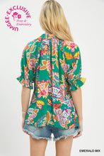 Umgee Paisley Boho Top in Emerald Green