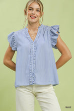 UMGEE Stripe Ruffle Top in Blue