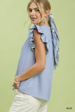 UMGEE Stripe Ruffle Top in Blue