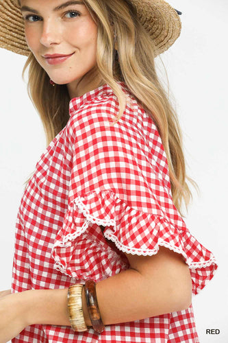 Umgee Gingham Ruffle Top