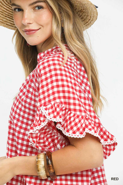 Umgee Gingham Ruffle Top