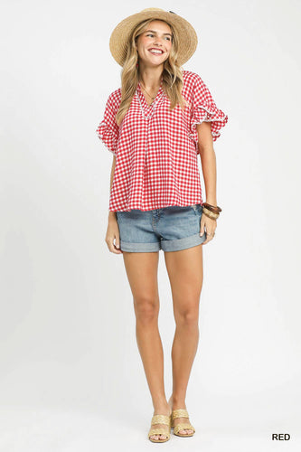 Umgee Gingham Ruffle Top