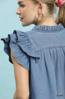 UMGEE  Chambray Ruffle Top