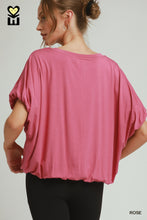 UMGEE BAMBOO FIBER Double Lined Bubble Sleeve & Hem Top in Rose