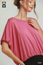 UMGEE BAMBOO FIBER Double Lined Bubble Sleeve & Hem Top in Rose