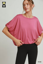 UMGEE BAMBOO FIBER Double Lined Bubble Sleeve & Hem Top in Rose