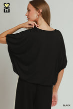 UMGEE BAMBOO FIBER Double Lined Bubble Sleeve & Hem Top in Black