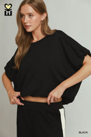UMGEE BAMBOO FIBER Double Lined Bubble Sleeve & Hem Top in Black