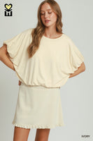 UMGEE BAMBOO FIBER Double Lined Bubble Sleeve & Hem Top in Ivory