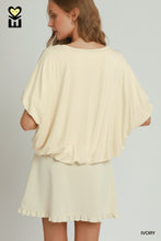 UMGEE BAMBOO FIBER Double Lined Bubble Sleeve & Hem Top in Ivory