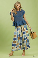 UMGEE  Chambray Smocked Peplum Top