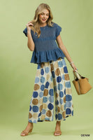 UMGEE  Chambray Smocked Peplum Top