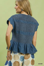 UMGEE  Chambray Smocked Peplum Top