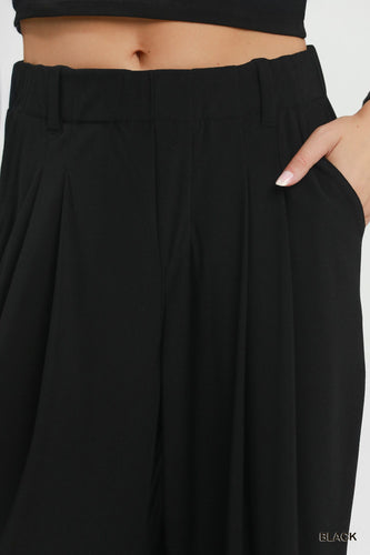 Umgee High Waist Wide Leg Pants in Black