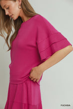 Umgee SELECT LUXEKNIT Ruffle Sleeve Top in Fuchsia