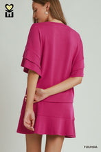 Umgee SELECT LUXEKNIT Ruffle Sleeve Top in Fuchsia