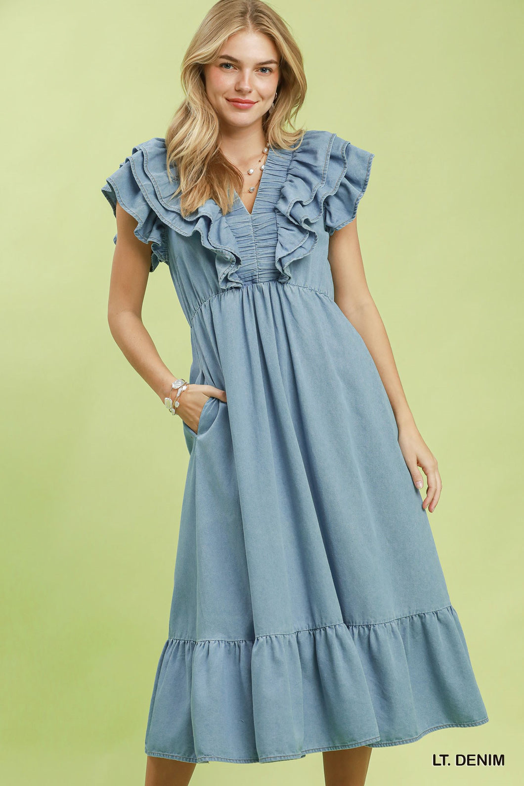 Umgee The Bradlee Midi Dress with Flutter Sleeves