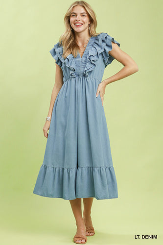 Umgee "The Bradlee" Midi Dress with Flutter Sleeves