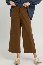 Umgee Corduroy Wide Leg Pants in Brown