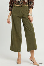 Umgee Corduroy Wide Leg Pants in Olive