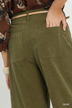 Umgee Corduroy Wide Leg Pants in Olive