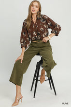 Umgee Corduroy Wide Leg Pants in Olive