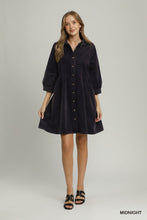 Umgee Mineral Wash Button Front Babydoll Shirt Dress