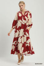 Umgee Floral Tiered Maxi Dress in Burgundy