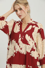 Umgee Floral Tiered Maxi Dress in Burgundy