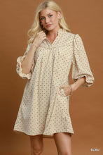 Umgee Swiss Dot Ruffle Neck Babydoll Dress
