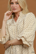 Umgee Swiss Dot Ruffle Neck Babydoll Dress