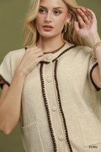 Umgee Contrast-Trim Button-Front Sweater Vest