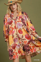 Umgee Floral Smocked Yoke Button Front Mini Dress
