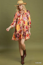 Umgee Floral Smocked Yoke Button Front Mini Dress