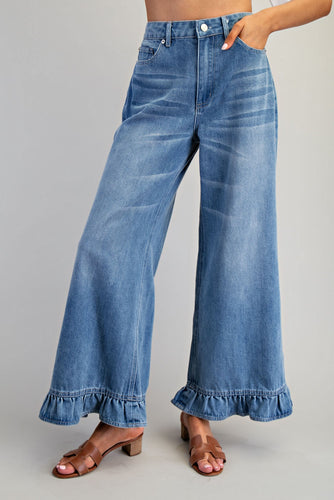 ee:some Mineral Washed Ruffle Hem Jeans