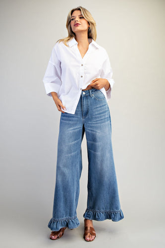 ee:some Mineral Washed Ruffle Hem Jeans
