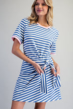 ee:some Striped Waist Tie Mini Dress in Coastal Blue