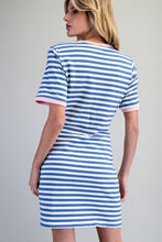 ee:some Striped Waist Tie Mini Dress in Coastal Blue