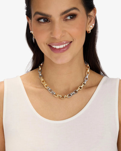 New Ashley Chain Link Necklace Gold Mix Silver 16