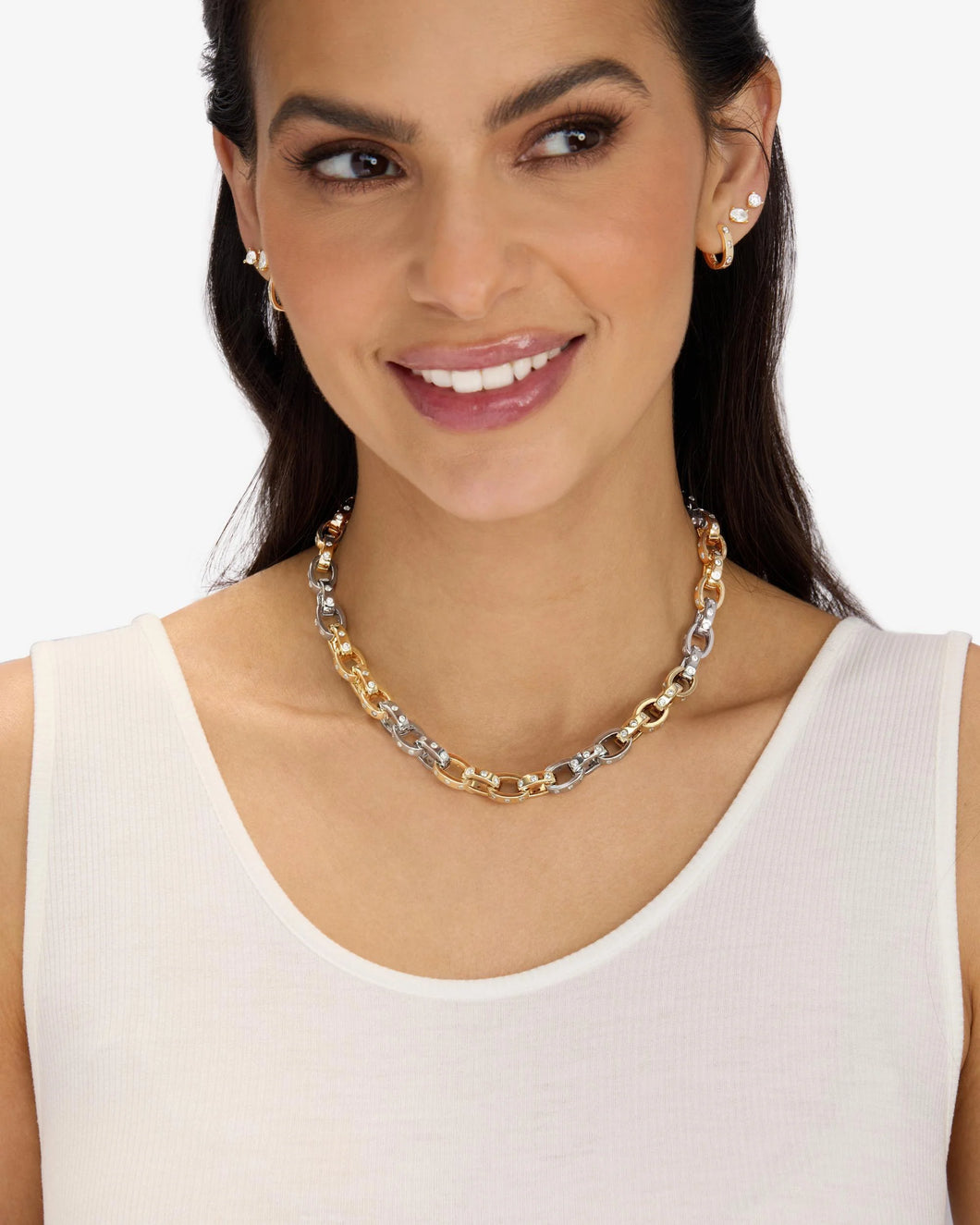 New Ashley Chain Link Necklace Gold Mix Silver 16
