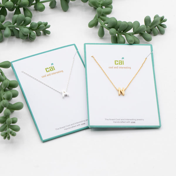 CAI Block Initial Necklace Silver