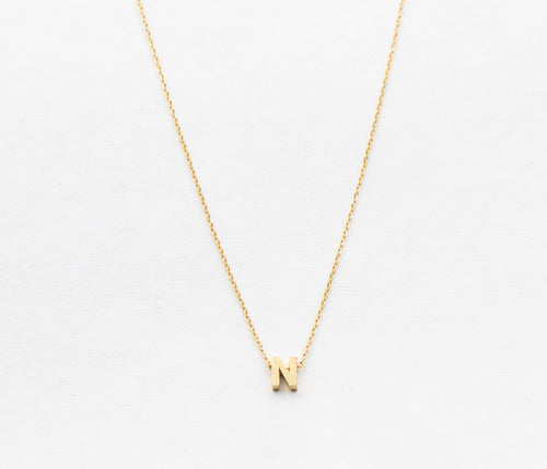 CAI Block Initial Necklace Gold