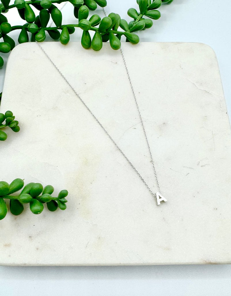 CAI Block Initial Necklace Silver – J. Spencer