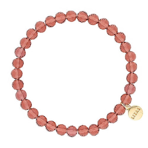 Lizas Clairsville 6mm Round Crystal Bracelet- Cognac