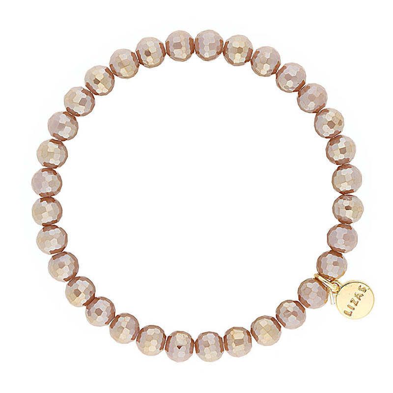 Lizas Clairsville 6mm Round Crystal Bracelet- Greige