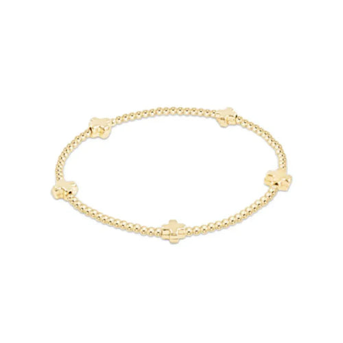 enewton Signature Cross Small Gold Pattern 2mm Bead Bracelet