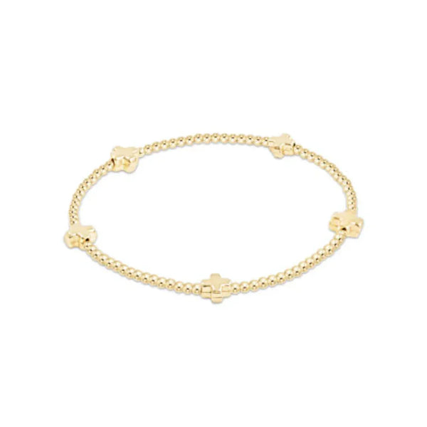enewton Signature Cross Small Gold Pattern 2mm Bead Bracelet
